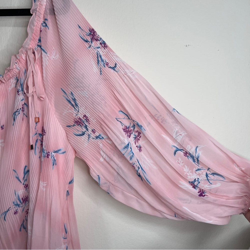 Lane Bryant Pink Off-Shoulder Floral Blouse - Picture 4 of 7